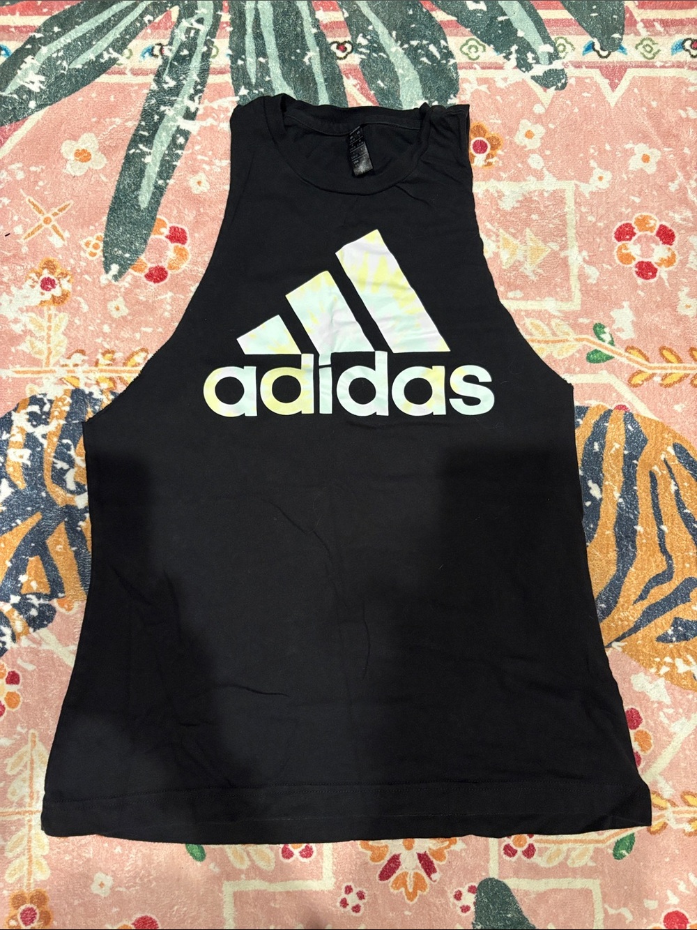 adidas Black Tank Top with Iridescent Logo